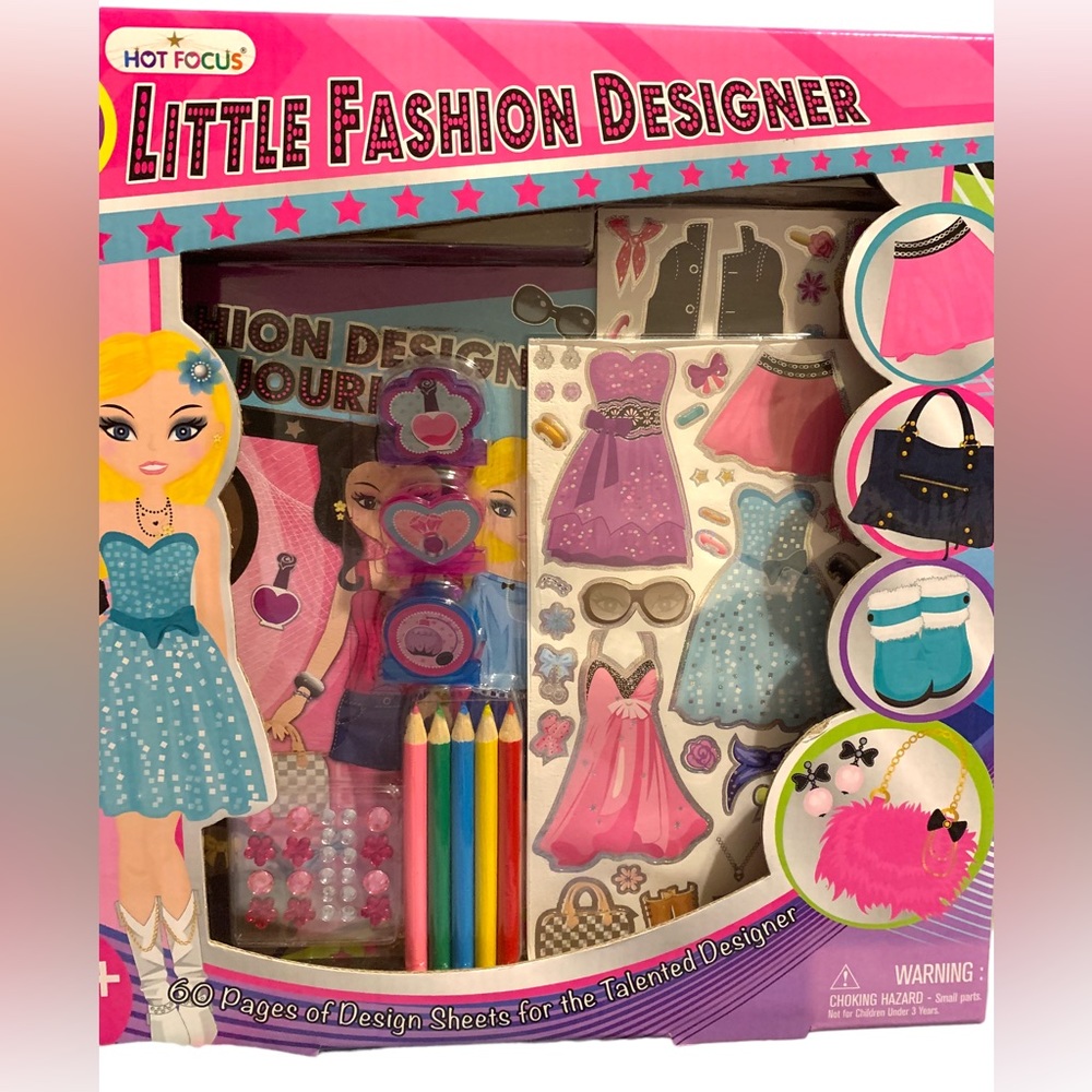 New Kids stuff Little Fashion Designer playset kit design journal, stickers etc